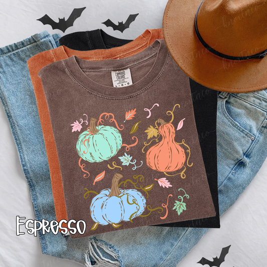 Pretty Pumpkin T-Shirt or Sweatshirt | Colorful Fall Pumpkin Shirt | Comfort Colors Tee