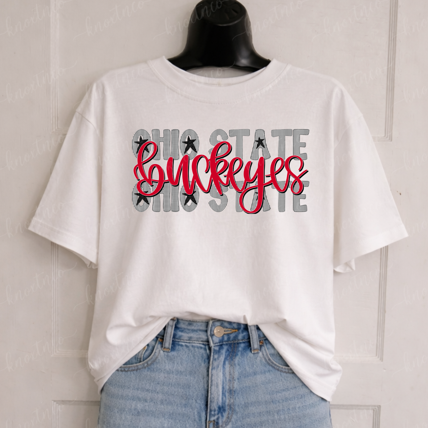 Ohio Buckeyes Seersucker Graphic Stars and Stripes Tee & Sweatshirt