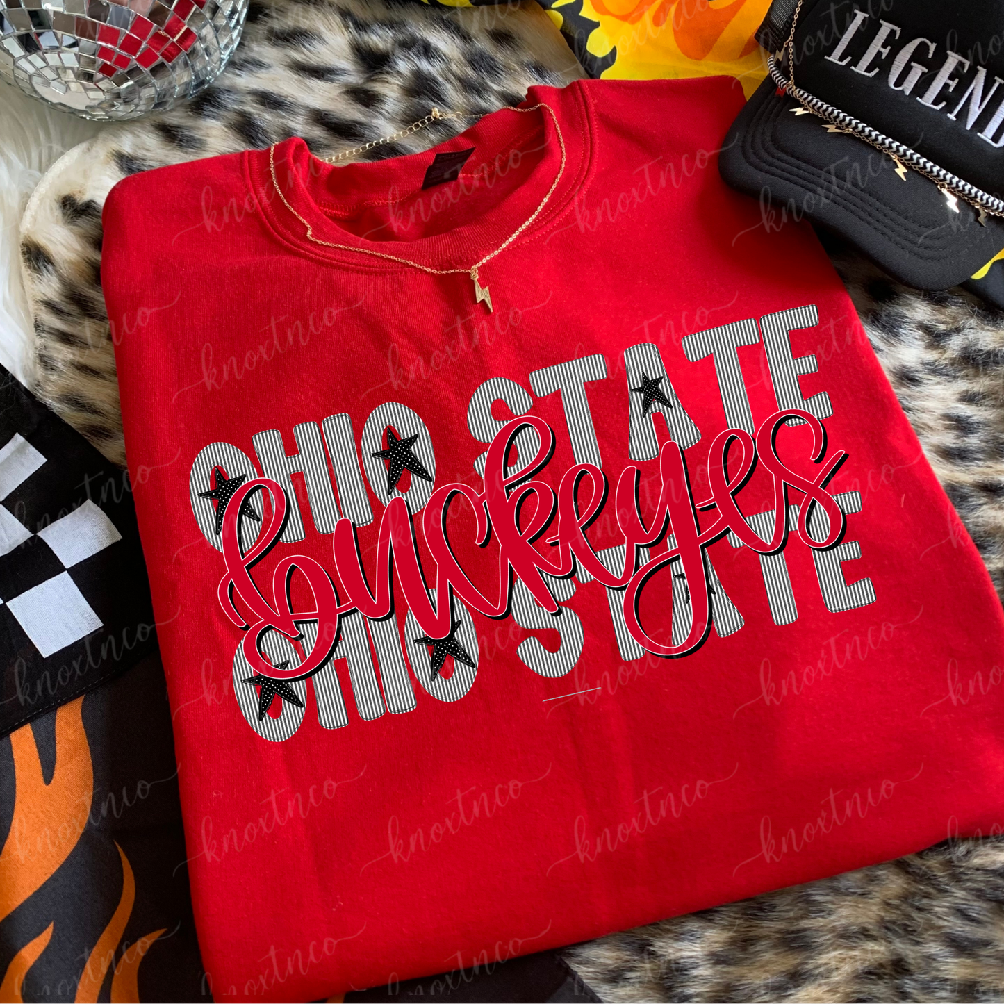 Ohio Buckeyes Seersucker Graphic Stars and Stripes Tee & Sweatshirt