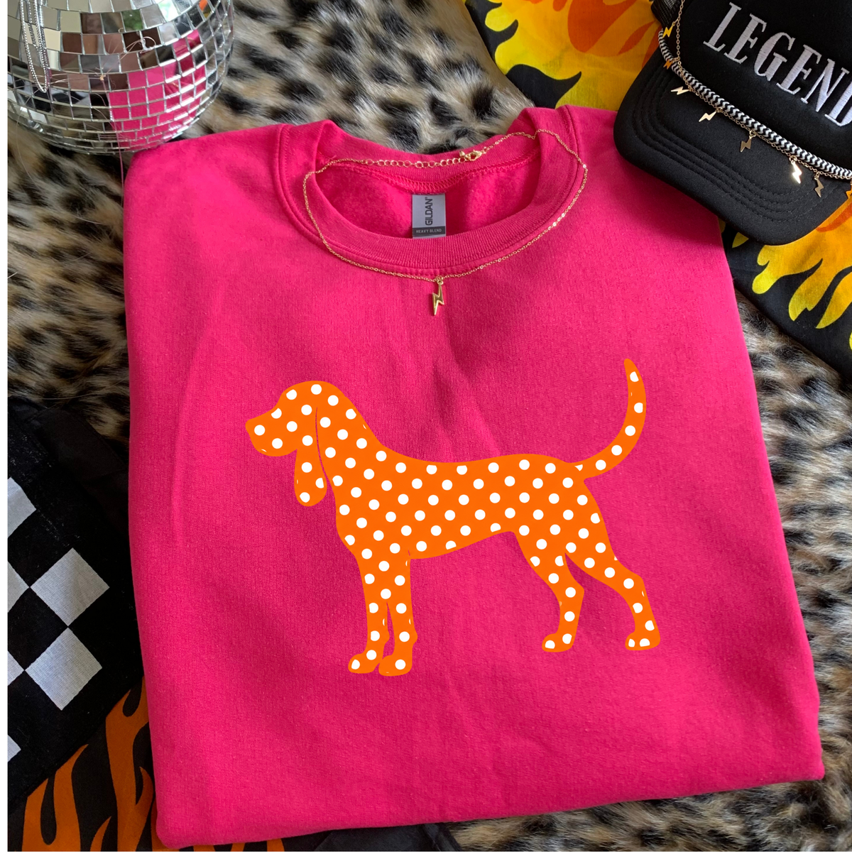Tennessee Polka Dot Hound Dog T-Shirt or Sweatshirt | Orange Dog Game Day Shirt | Tennessee Football Fan Tee