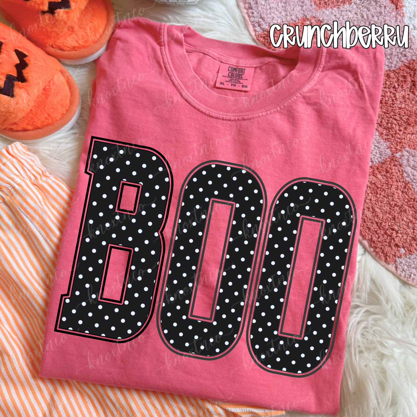 BOO Halloween Comfort Colors T-Shirt | Polka Dot Spooky Season Graphic Tee