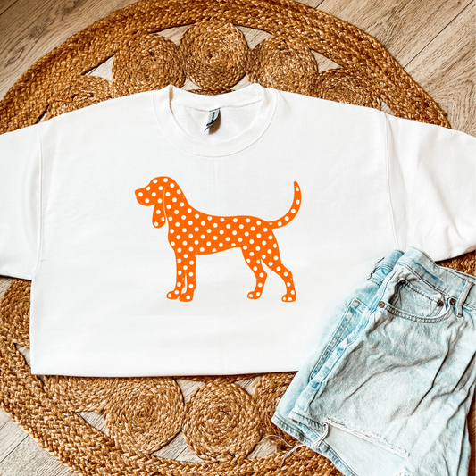 Tennessee Polka Dot Hound Dog T-Shirt or Sweatshirt | Orange Dog Game Day Shirt | Tennessee Football Fan Tee