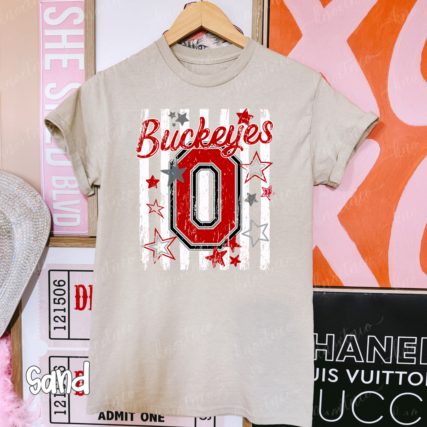 Ohio Buckeyes Distressed Star Tee & Sweatshirt