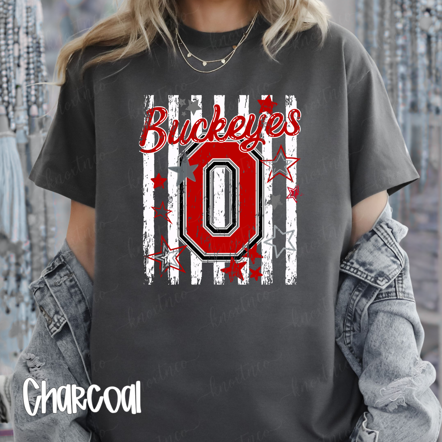 Ohio Buckeyes Distressed Star Tee & Sweatshirt