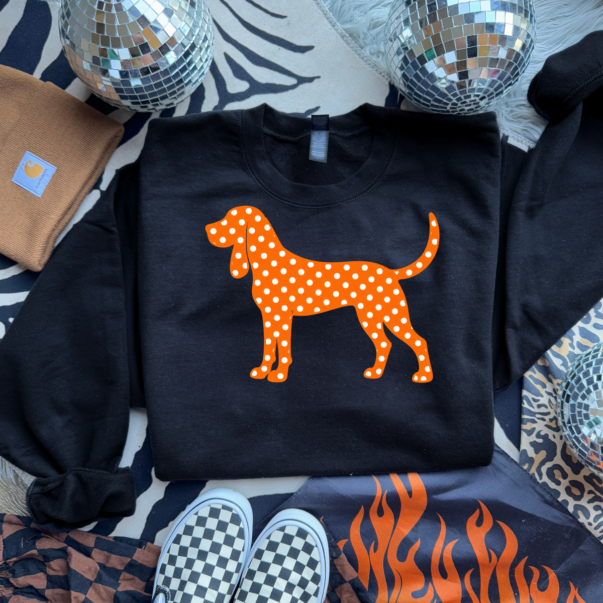 Tennessee Polka Dot Hound Dog T-Shirt or Sweatshirt | Orange Dog Game Day Shirt | Tennessee Football Fan Tee