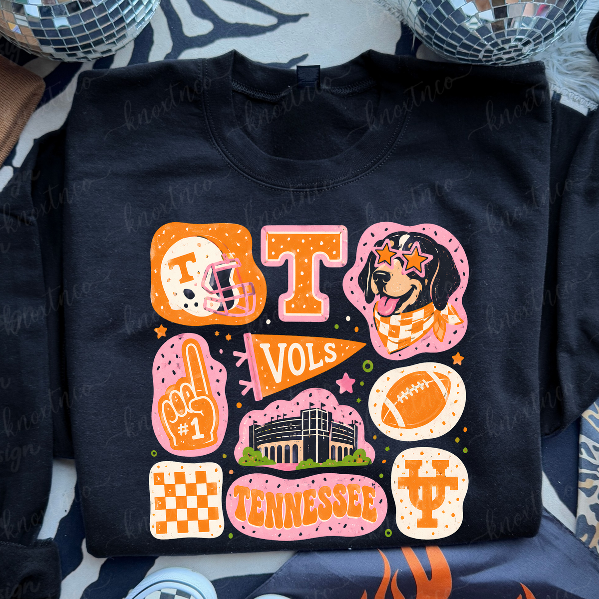 Retro Tennessee Game Day Collage Shirt & Sweatshirt | Go Big Orange Fan Apparel Pink UT Shirt Small to 3X
