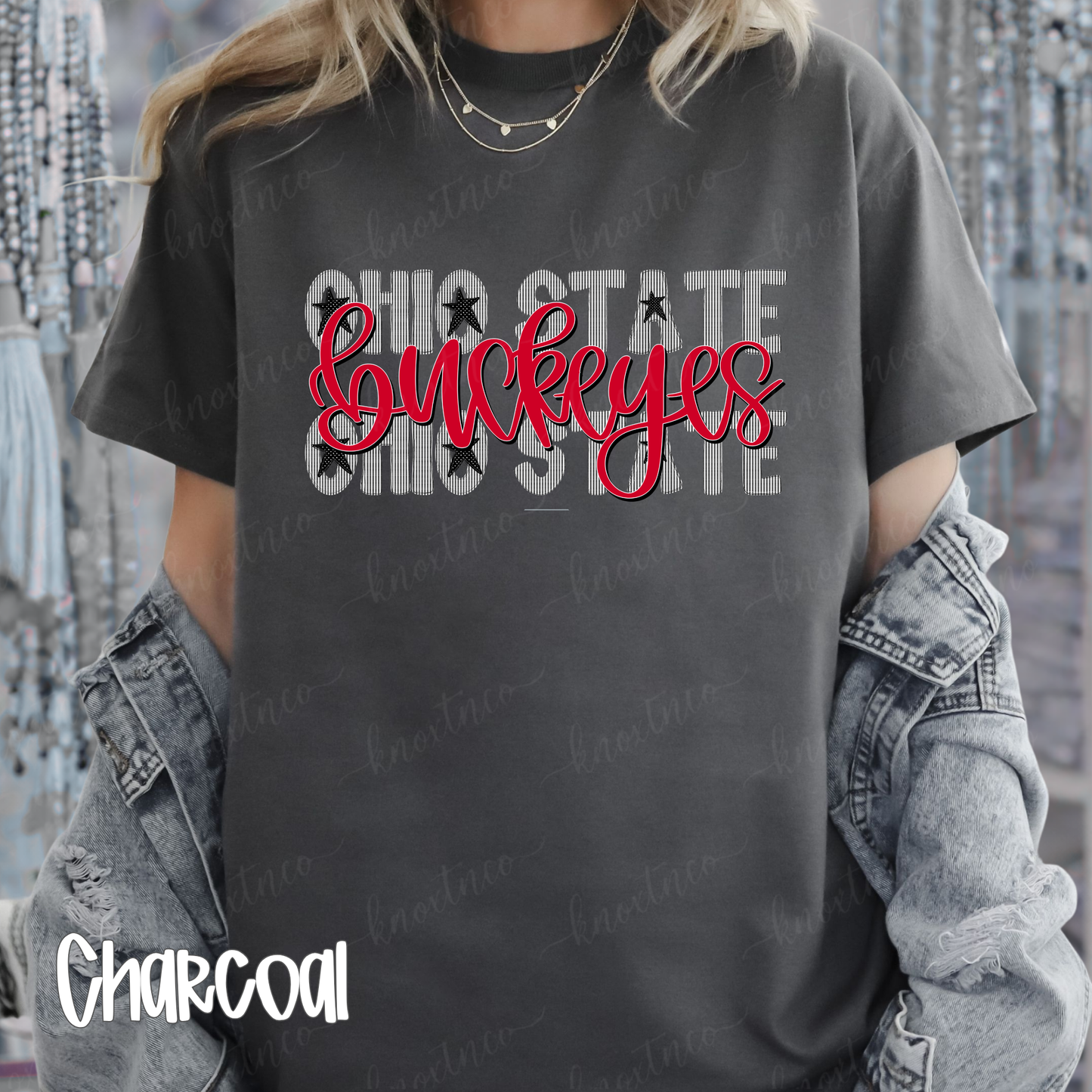 Ohio Buckeyes Seersucker Graphic Stars and Stripes Tee & Sweatshirt