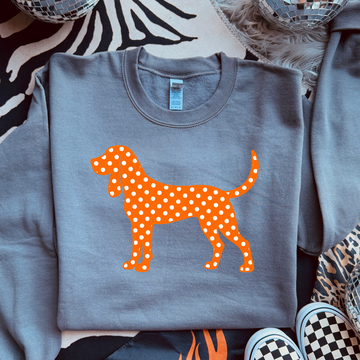 Tennessee Polka Dot Hound Dog T-Shirt or Sweatshirt | Orange Dog Game Day Shirt | Tennessee Football Fan Tee