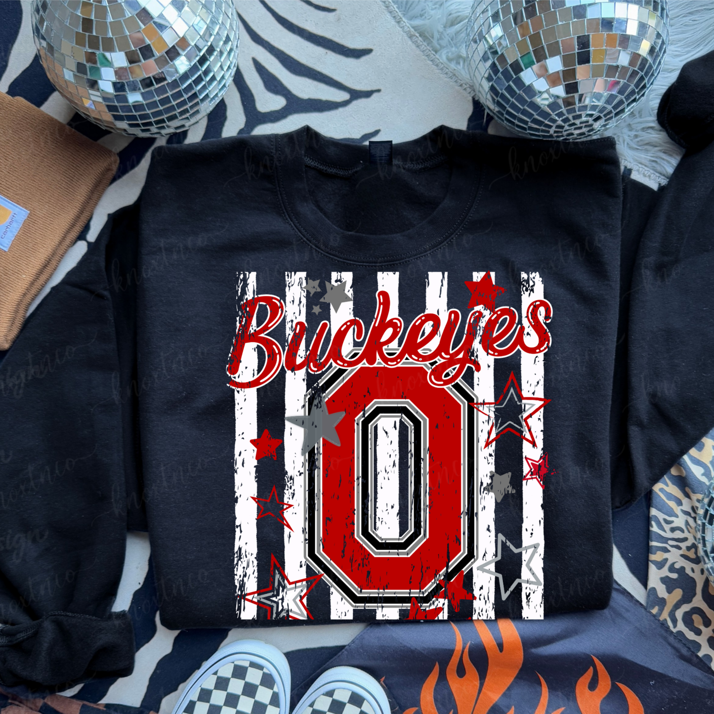 Ohio Buckeyes Distressed Star Tee & Sweatshirt