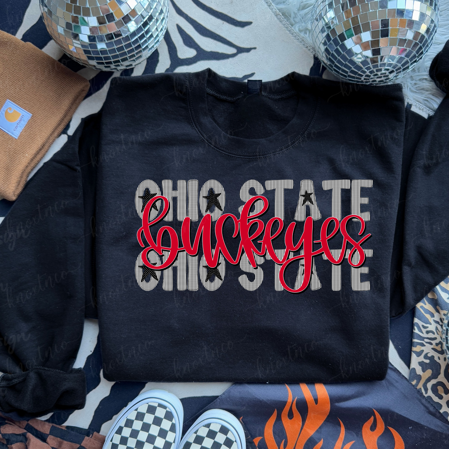 Ohio Buckeyes Seersucker Graphic Stars and Stripes Tee & Sweatshirt