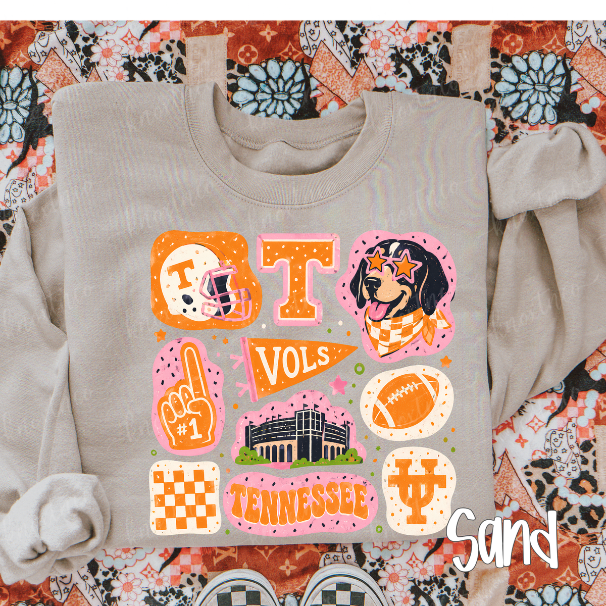 Retro Tennessee Game Day Collage Shirt & Sweatshirt | Go Big Orange Fan Apparel Pink UT Shirt Small to 3X