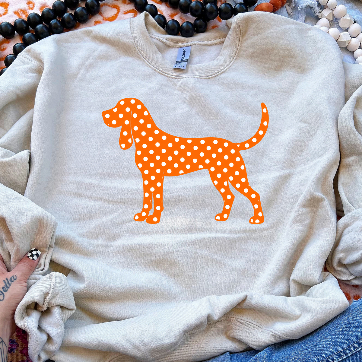 Tennessee Polka Dot Hound Dog T-Shirt or Sweatshirt | Orange Dog Game Day Shirt | Tennessee Football Fan Tee