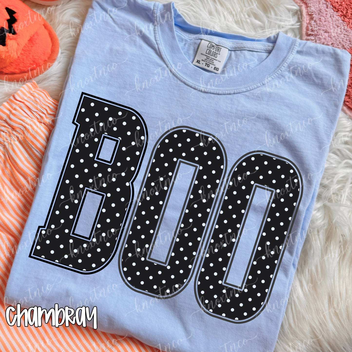 BOO Halloween Comfort Colors T-Shirt | Polka Dot Spooky Season Graphic Tee