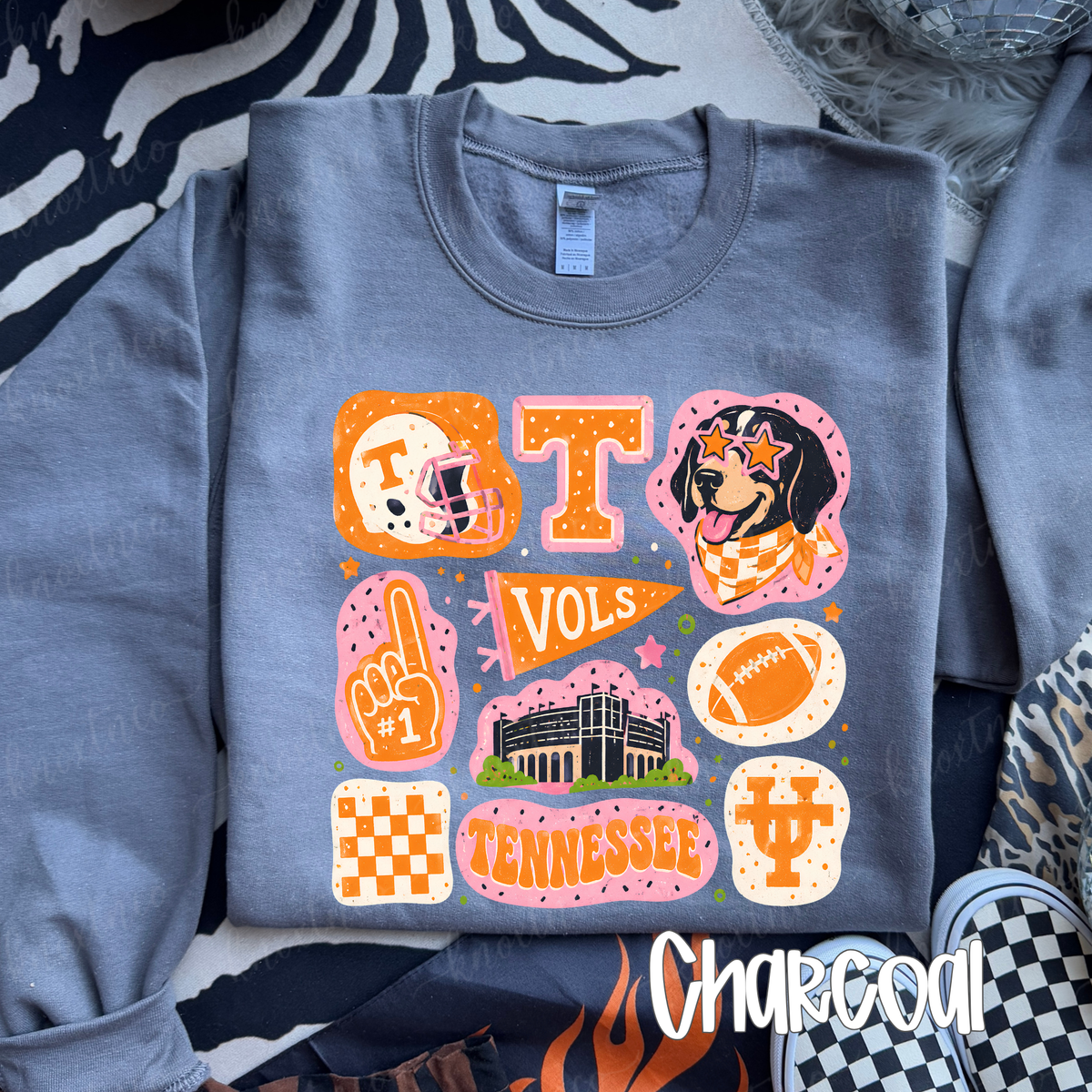 Retro Tennessee Game Day Collage Shirt & Sweatshirt | Go Big Orange Fan Apparel Pink UT Shirt Small to 3X