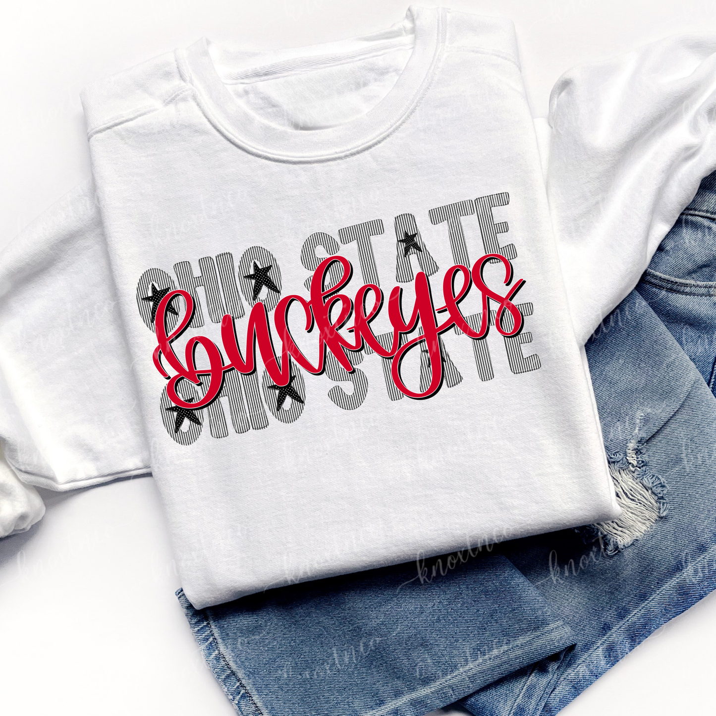 Ohio Buckeyes Seersucker Graphic Stars and Stripes Tee & Sweatshirt