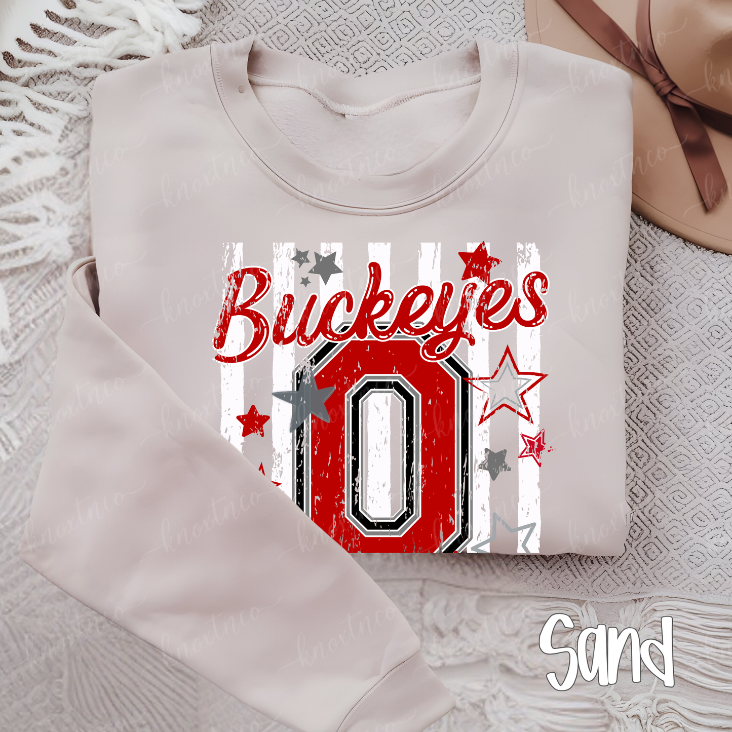 Ohio Buckeyes Distressed Star Tee & Sweatshirt