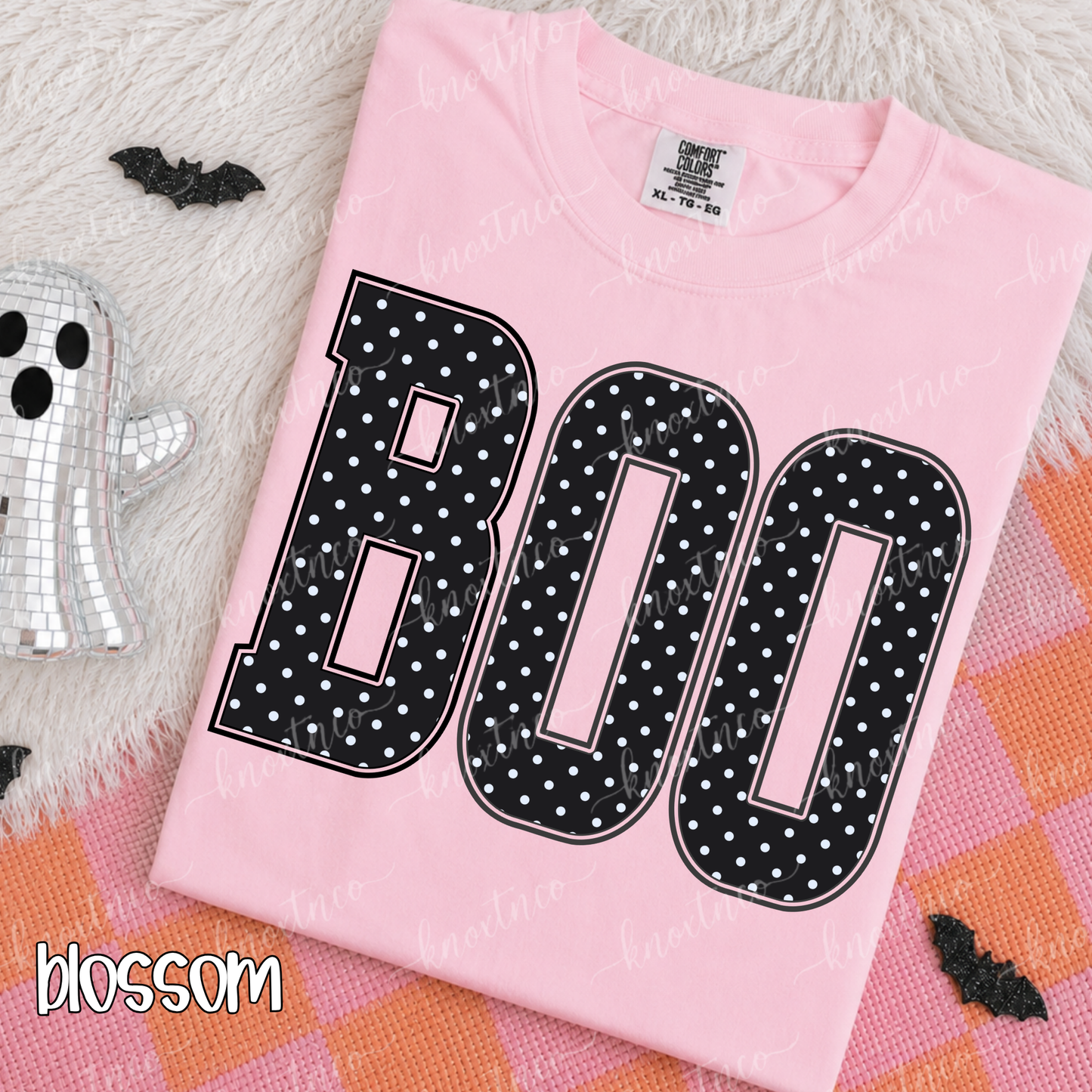 BOO Halloween Comfort Colors T-Shirt | Polka Dot Spooky Season Graphic Tee