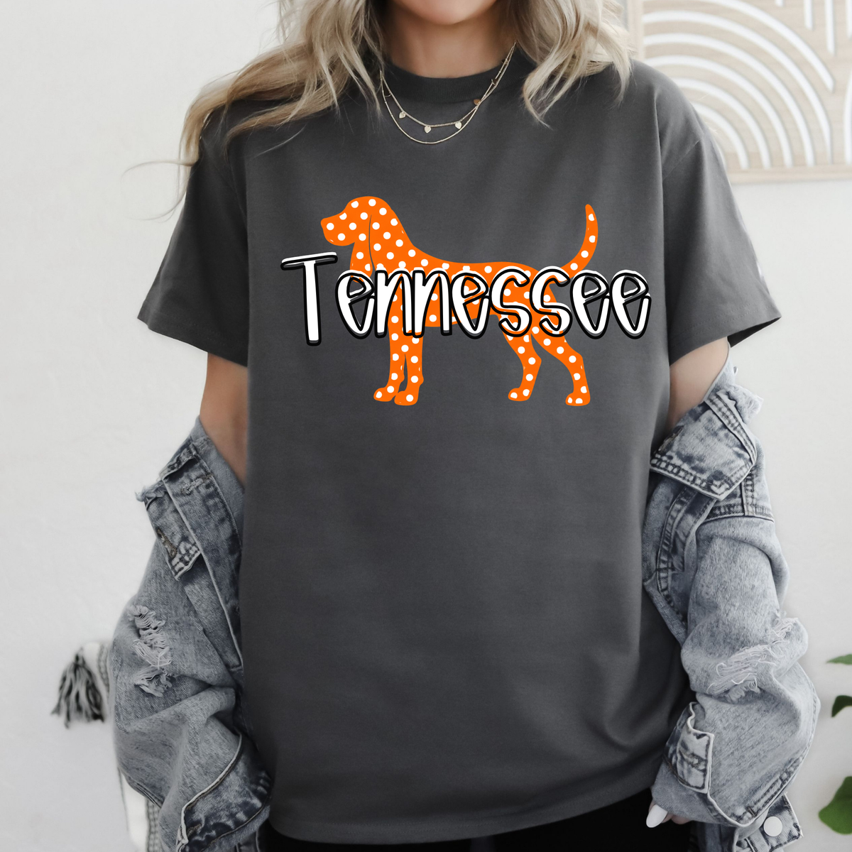 Tennessee Polka Dot Hound Dog T-Shirt or Sweatshirt | Orange Dog Game Day Shirt | Tennessee Football Fan Tee
