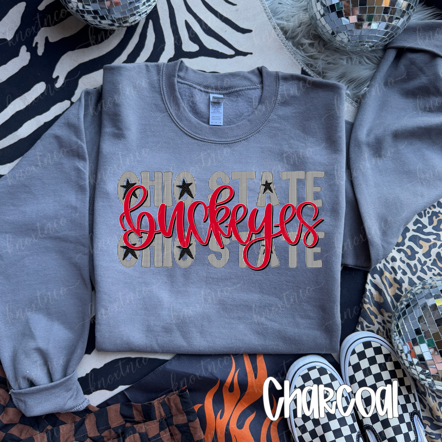 Ohio Buckeyes Seersucker Graphic Stars and Stripes Tee & Sweatshirt