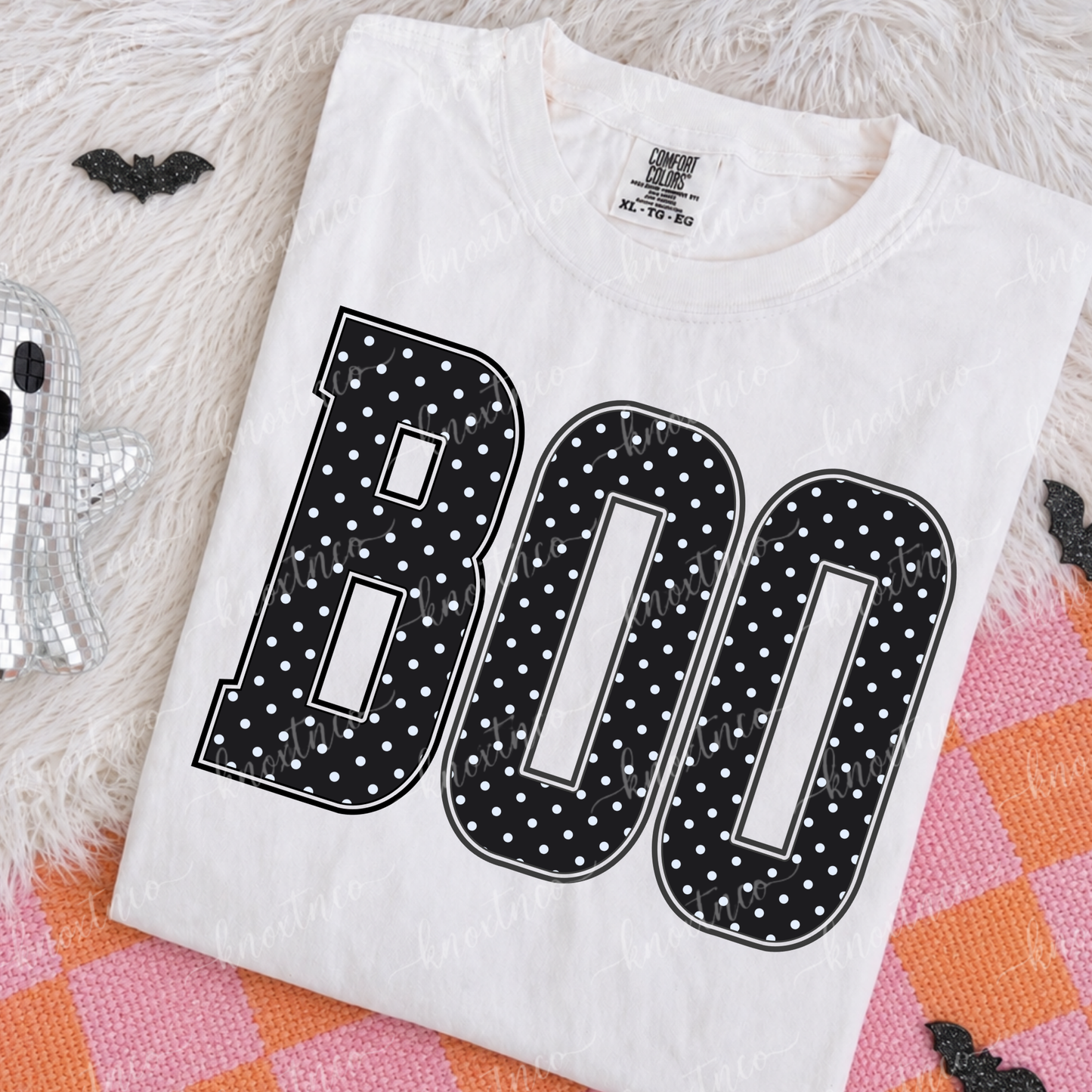 BOO Halloween Comfort Colors T-Shirt | Polka Dot Spooky Season Graphic Tee