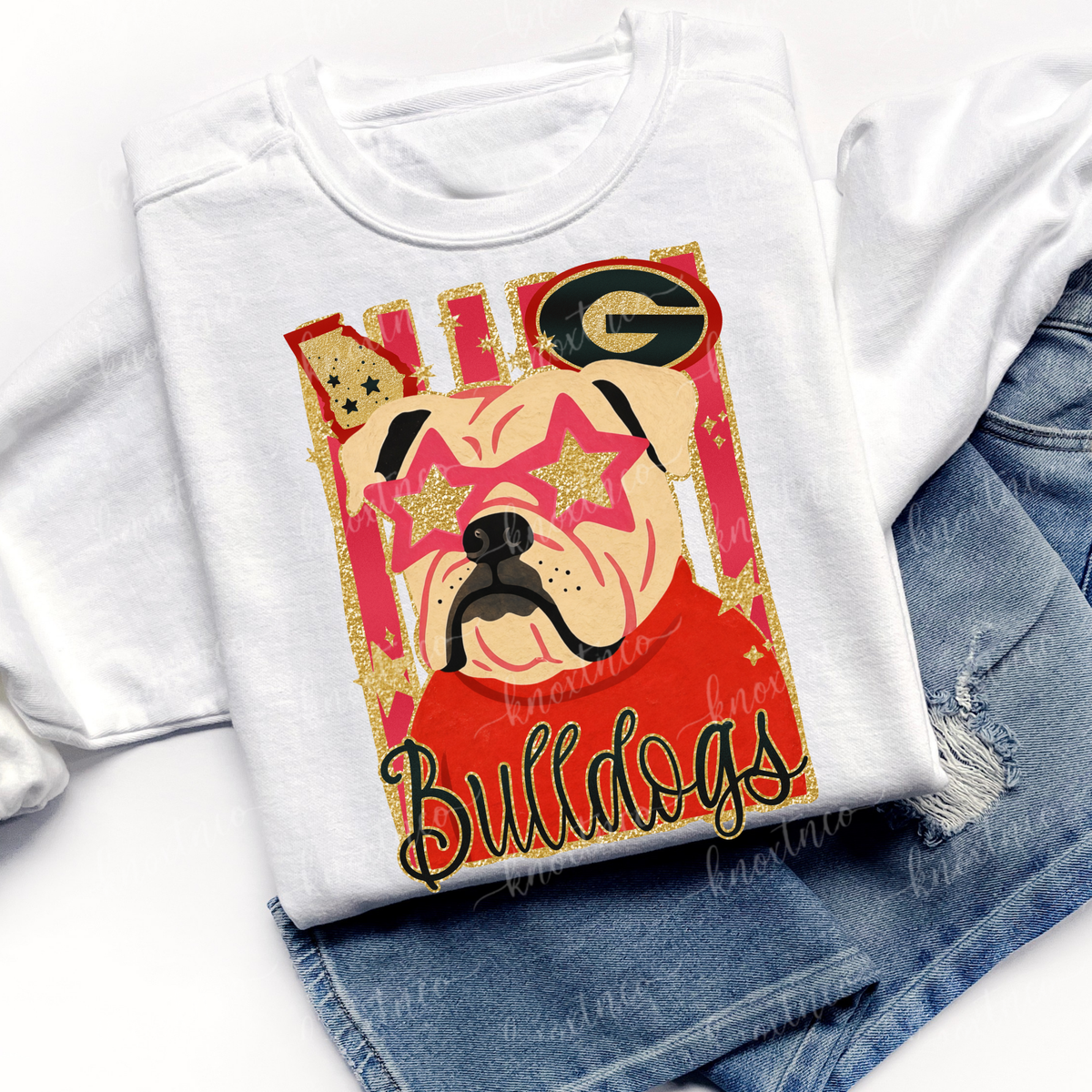 Georgia Shirt, Football T-Shirt or Sweatshirt, Bulldog Shirt or Sweatshirt Gameday Apparel, Glitter Look Game Day Tee