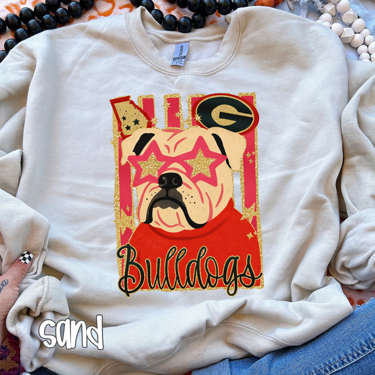 Georgia Shirt, Football T-Shirt or Sweatshirt, Bulldog Shirt or Sweatshirt Gameday Apparel, Glitter Look Game Day Tee