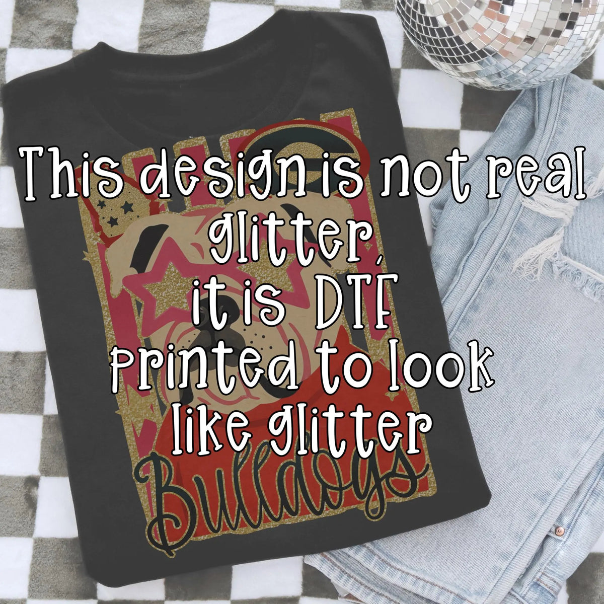 Georgia Shirt, Football T-Shirt or Sweatshirt, Bulldog Shirt or Sweatshirt Gameday Apparel, Glitter Look Game Day Tee