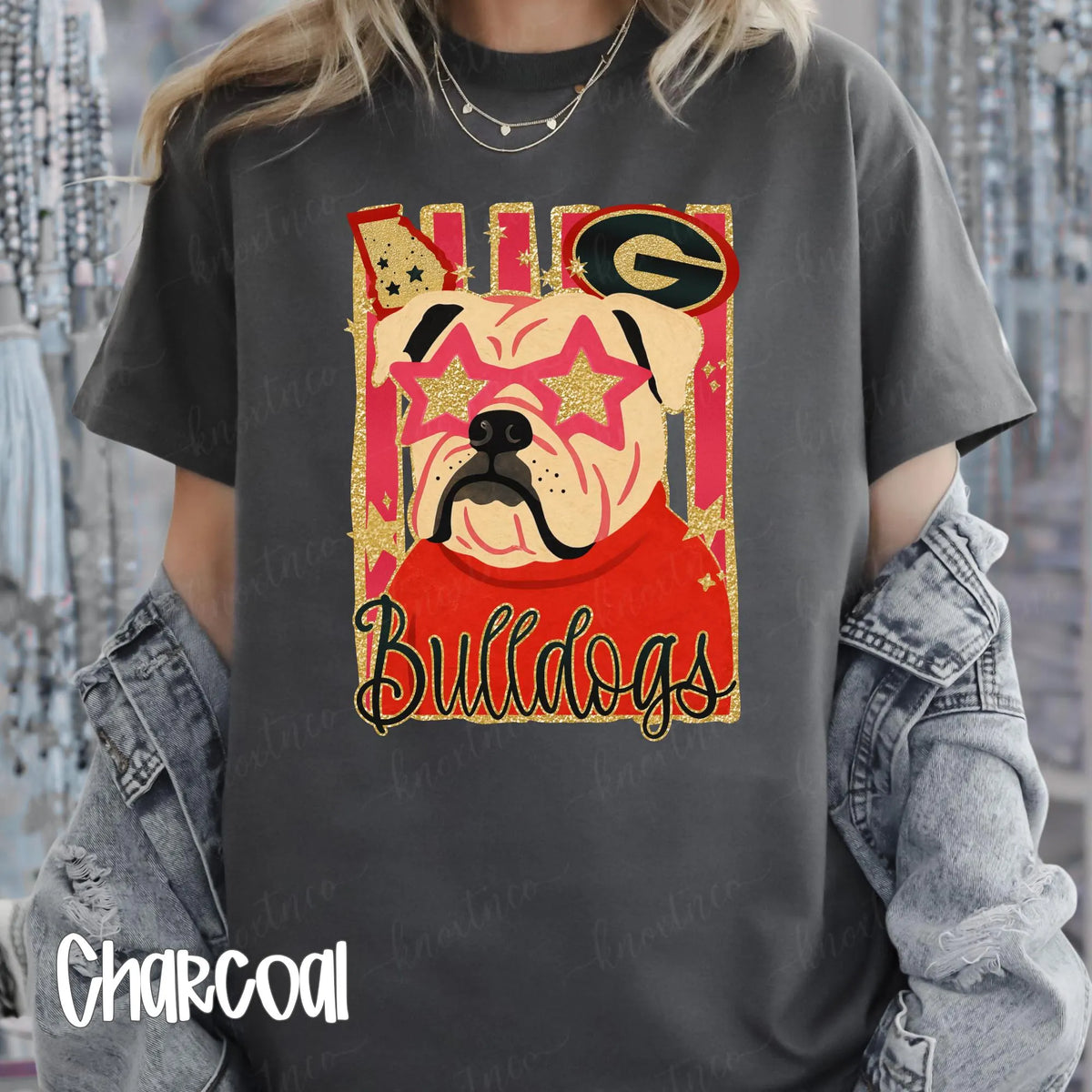 Georgia Shirt, Football T-Shirt or Sweatshirt, Bulldog Shirt or Sweatshirt Gameday Apparel, Glitter Look Game Day Tee