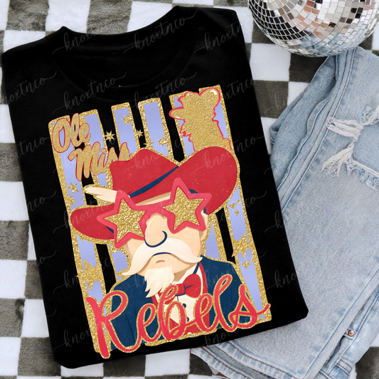 Ole Miss Rebels, Football T-Shirt or Sweatshirt, Rebels Shirt or Sweatshirt Gameday Apparel, Glitter Look Game Day Tee