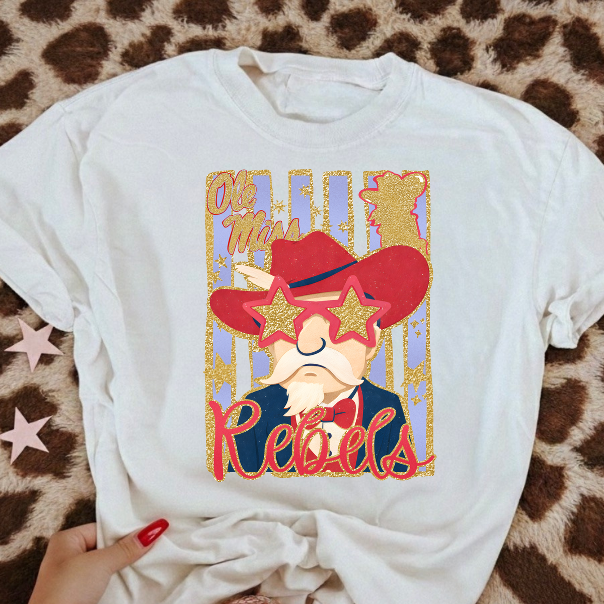 Ole Miss Rebels, Football T-Shirt or Sweatshirt, Rebels Shirt or Sweatshirt Gameday Apparel, Glitter Look Game Day Tee