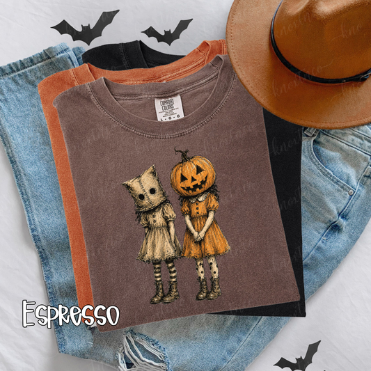 Spooky Season Halloween Comfort Colors T-Shirt | Pumpkin & Sack Head Vintage Halloween Tee